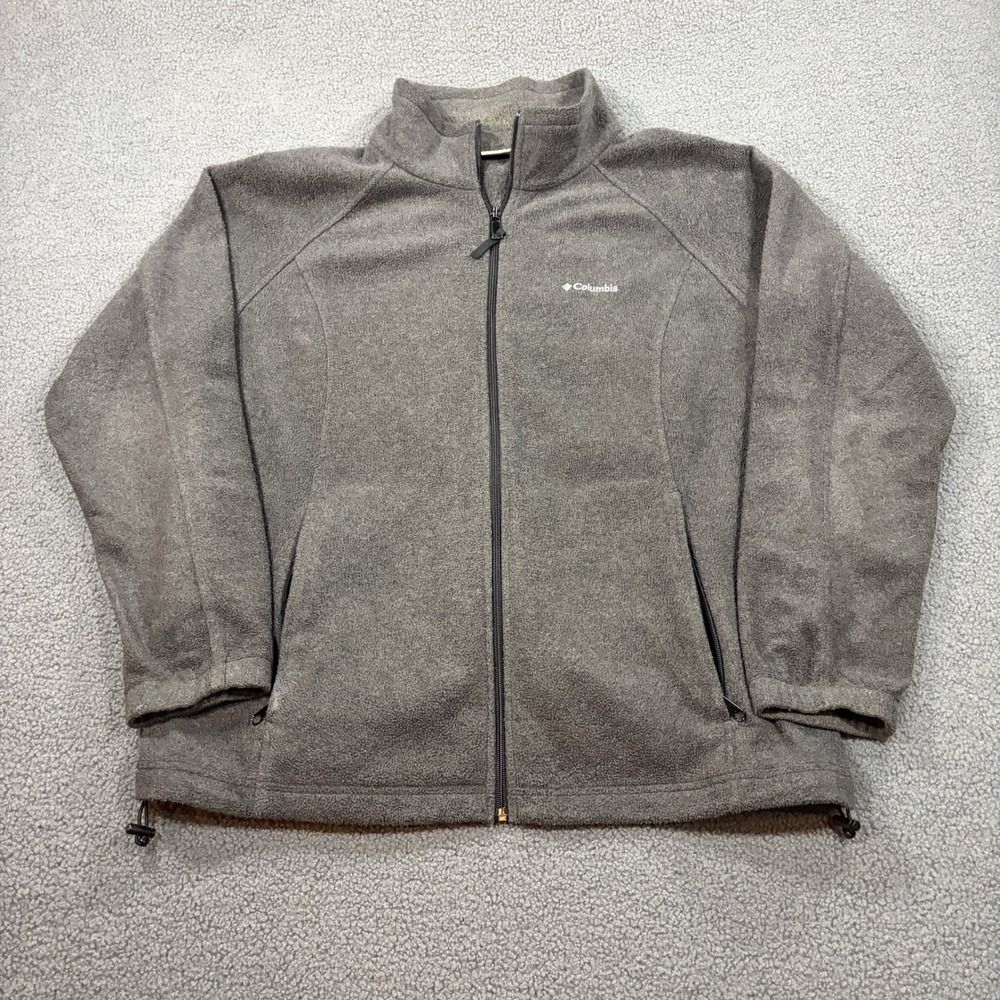 Columbia Fleece Jacket Womens 1X Gray Full Zip Benton Springs Soft Outdoor 8137